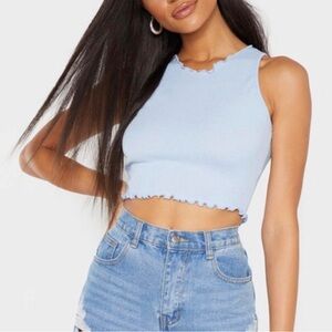 🖤PrettyLittleThing Sky Blue Ribbed Tank Top